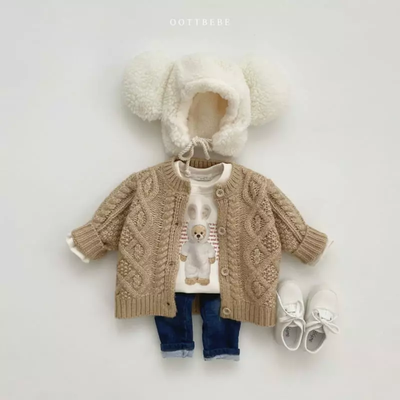 Oott Bebe - Korean Children Fashion - #kidsshorts - Chou Cream Bear Tee - 9