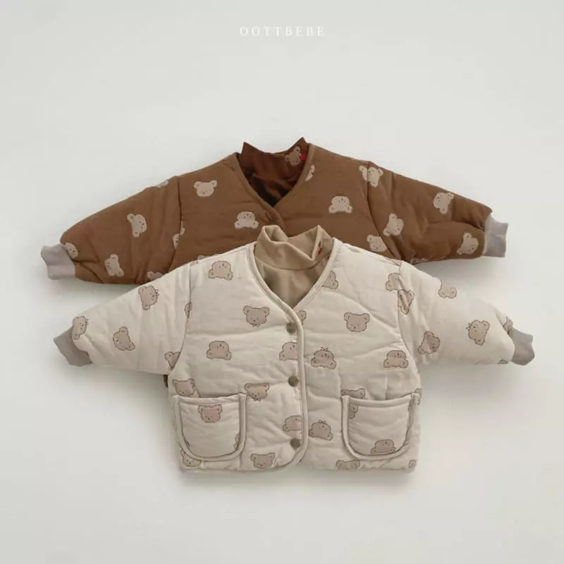 Oott Bebe - Korean Children Fashion - #kidsshorts - Bear Bear Padding Top Bottom Set - 8