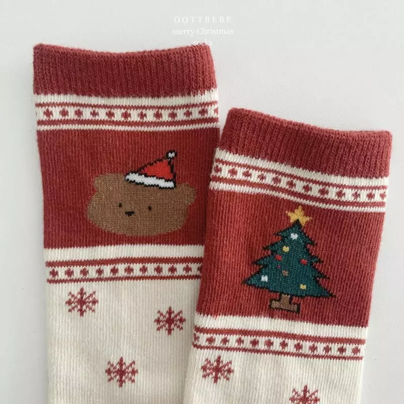 Oott Bebe - Korean Children Fashion - #kidsshorts - Santa Bear Knee Socks - 11