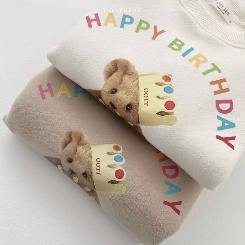 Oott Bebe - Korean Children Fashion - #kidsshorts - Happy Birth Day Sweatshirt - 8