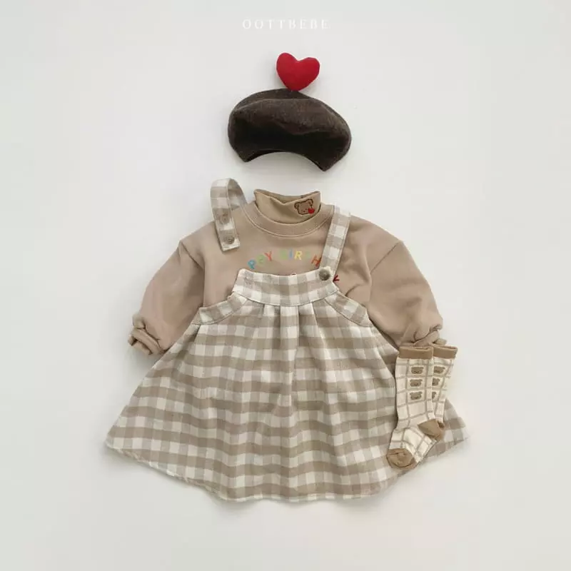 Oott Bebe - Korean Children Fashion - #kidsstore - High Check One-piece - 8