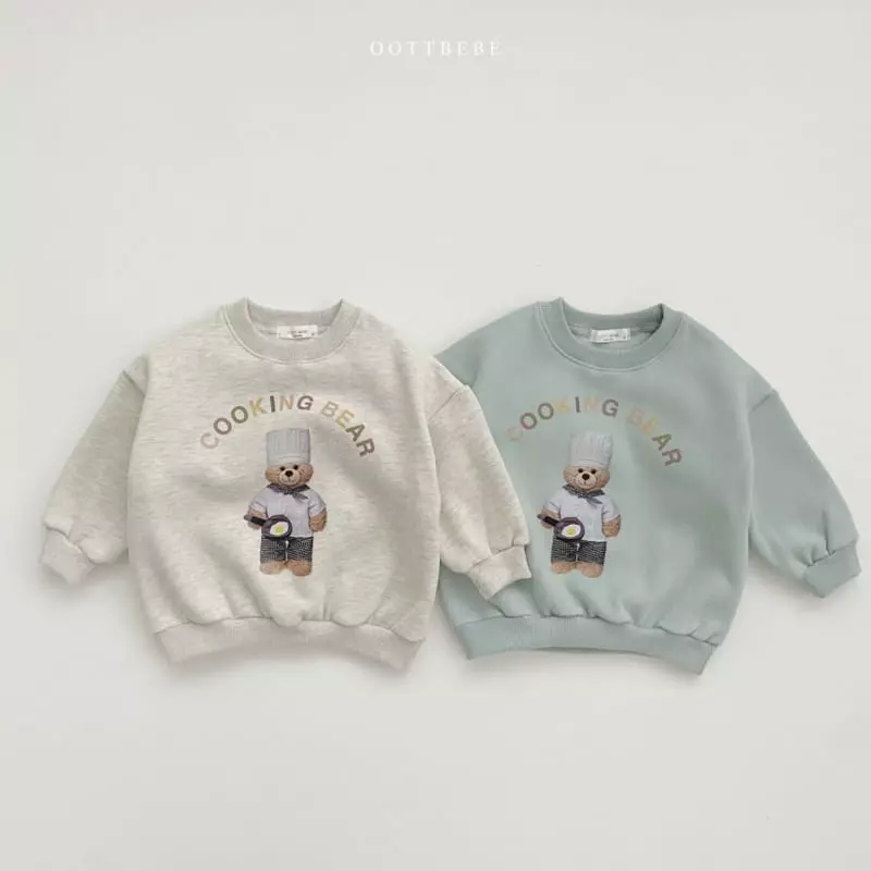 Oott Bebe - Korean Children Fashion - #kidzfashiontrend - Cooking Bear Sweatshirt