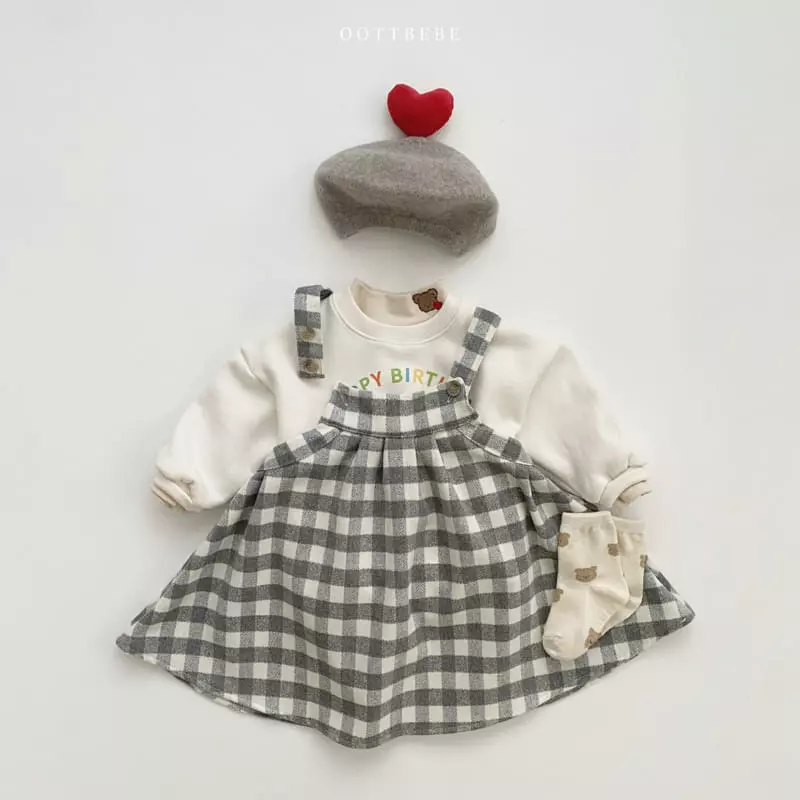 Oott Bebe - Korean Children Fashion - #kidzfashiontrend - High Check One-piece - 9