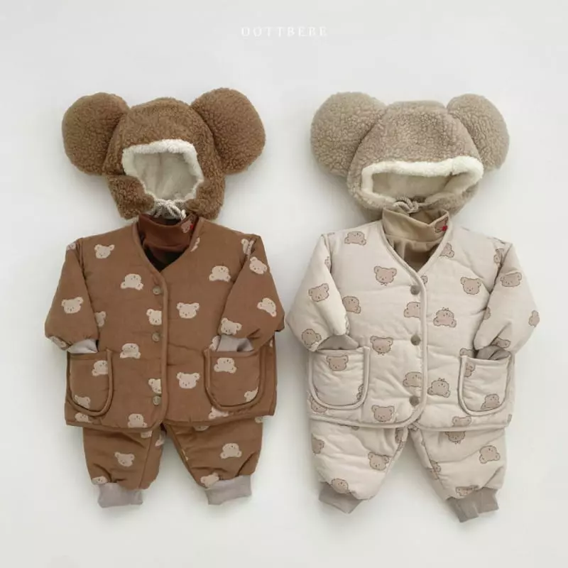 Oott Bebe - Korean Children Fashion - #prettylittlegirls - Bear Bear Padding Top Bottom Set