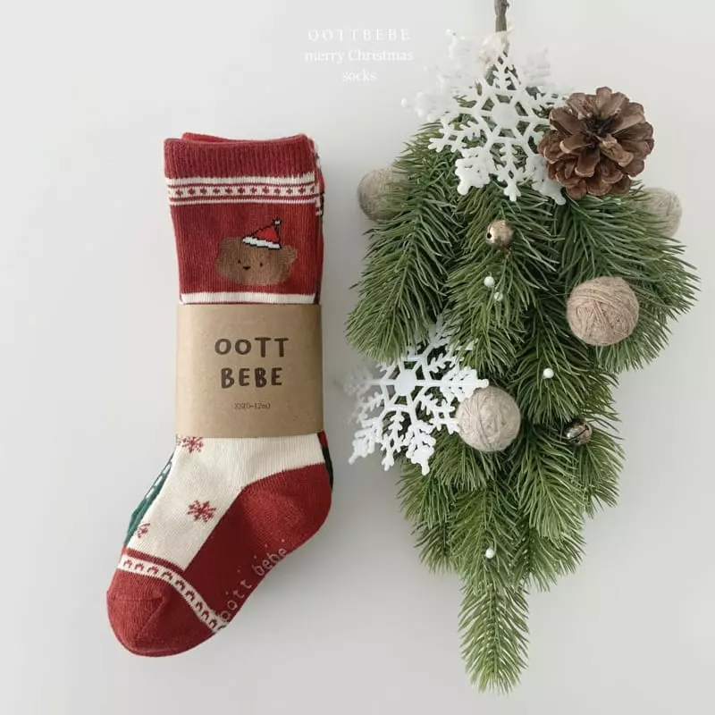 Oott Bebe - Korean Children Fashion - #prettylittlegirls - Santa Bear Knee Socks - 2