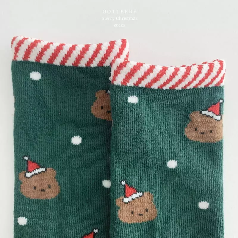Oott Bebe - Korean Children Fashion - #stylishchildhood - Santa Bear Knee Socks - 5