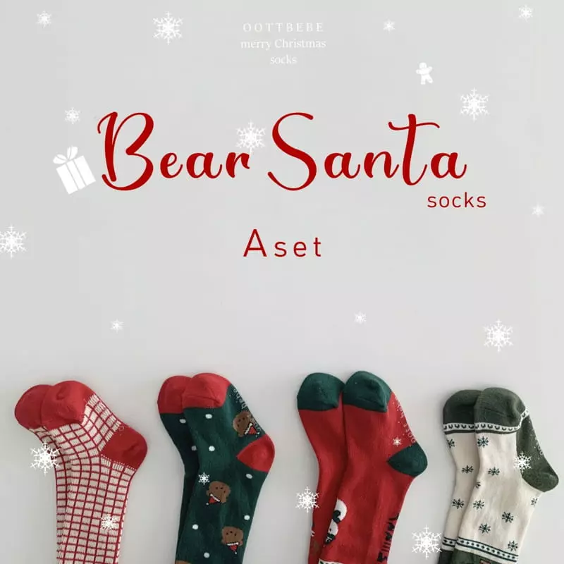 Oott Bebe - Korean Children Fashion - #todddlerfashion - Santa Bear Knee Socks - 3