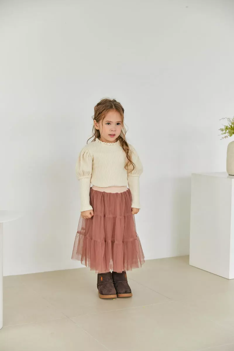 Orange Mom - Korean Children Fashion - #Kfashion4kids - Lace Rib Tee - 2