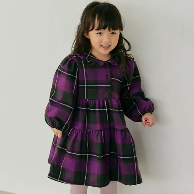 Orange Mom - Korean Children Fashion - #childofig - Check Bonding One-piece