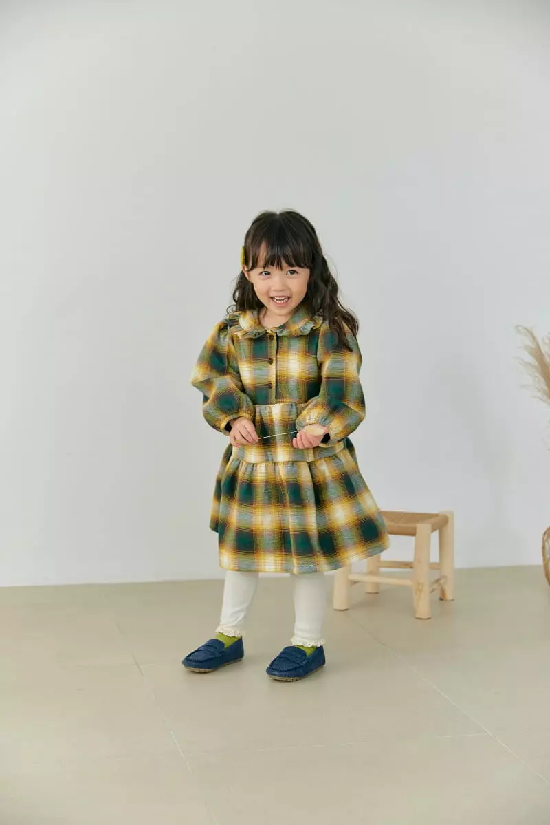 Orange Mom - Korean Children Fashion - #childofig - Check Bonding One-piece - 2