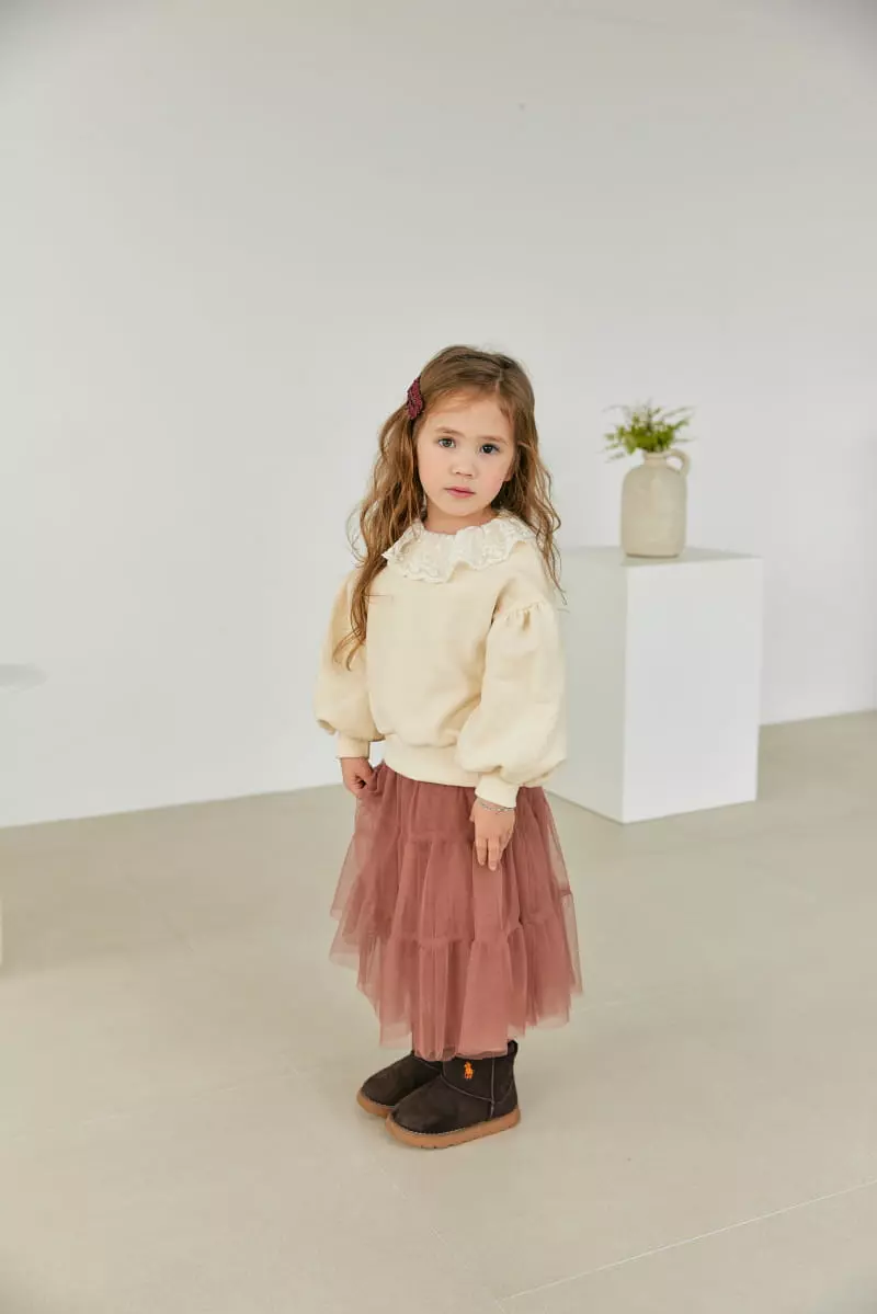 Orange Mom - Korean Children Fashion - #childofig - Lace Sweatshirt - 9