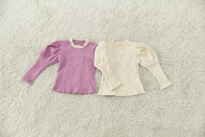 Orange Mom - Korean Children Fashion - #designkidswear - Lace Rib Tee - 12