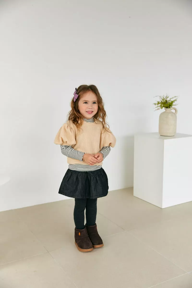 Orange Mom - Korean Children Fashion - #discoveringself - Bondiing Denim Skirt Pants - 11
