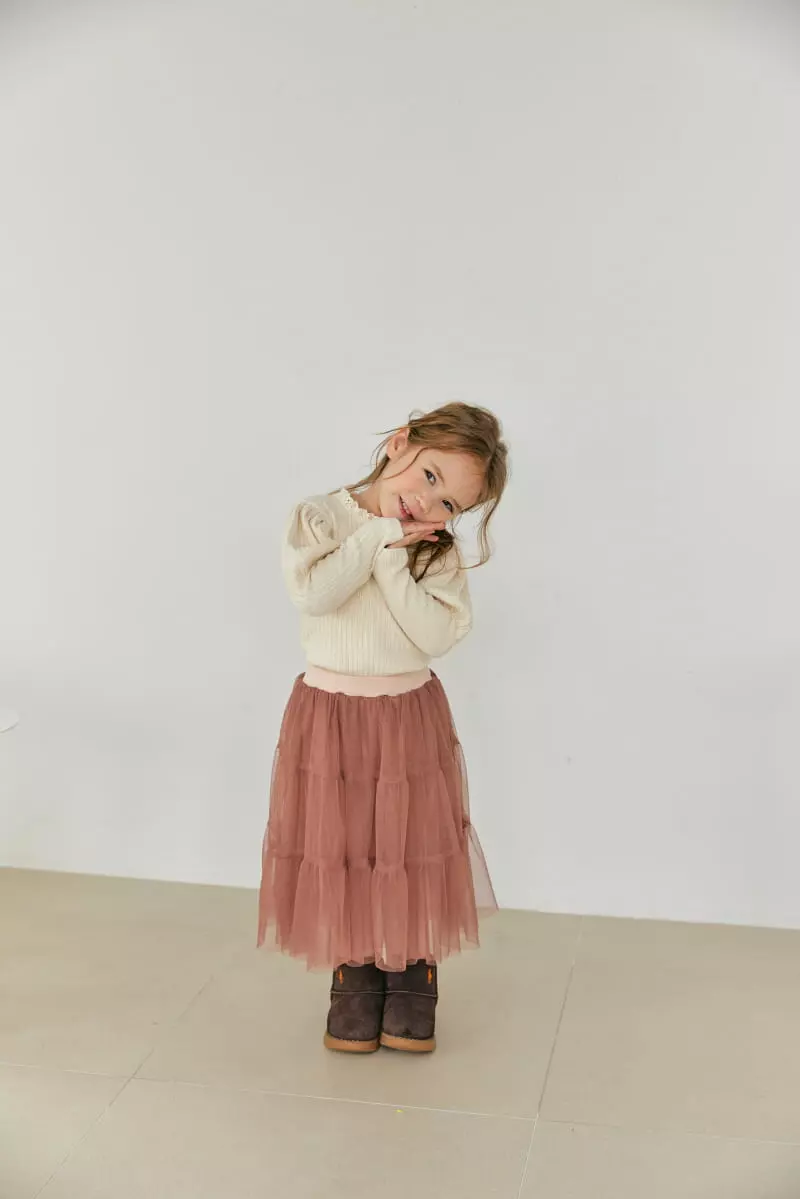 Orange Mom - Korean Children Fashion - #littlefashionista - Lace Rib Tee - 4