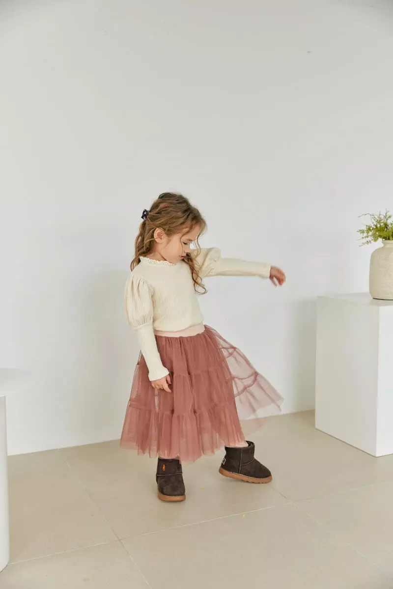 Orange Mom - Korean Children Fashion - #minifashionista - Lace Rib Tee - 5