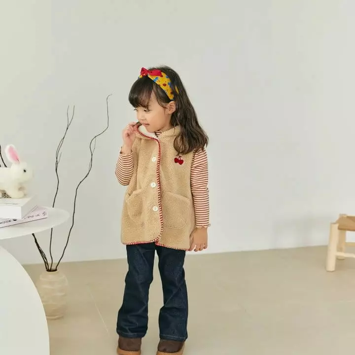 Orange Mom - Korean Children Fashion - #todddlerfashion - Cherry Hoody Vest
