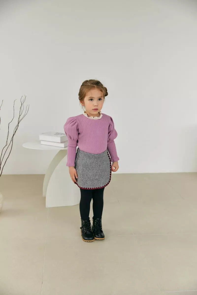 Orange Mom - Korean Children Fashion - #toddlerclothing - Lace Rib Tee - 8