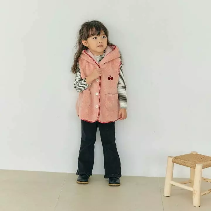 Orange Mom - Korean Children Fashion - #toddlerclothing - Cherry Hoody Vest - 2