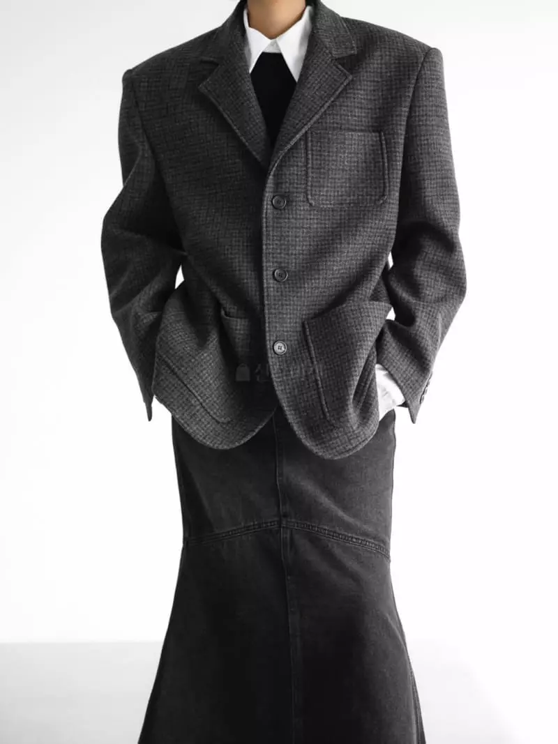 Paper Moon - Korean Women Fashion - #womensfashion - Check Jacket - 4