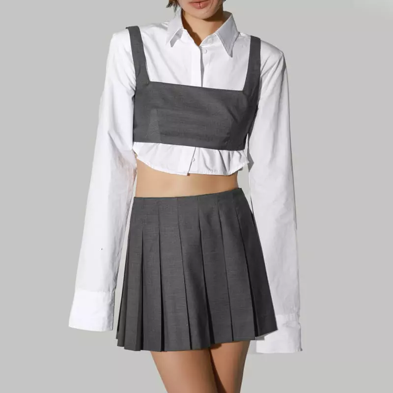 Paper Moon - Korean Women Fashion - #momslook - Wrap Pleats Mini Skirt