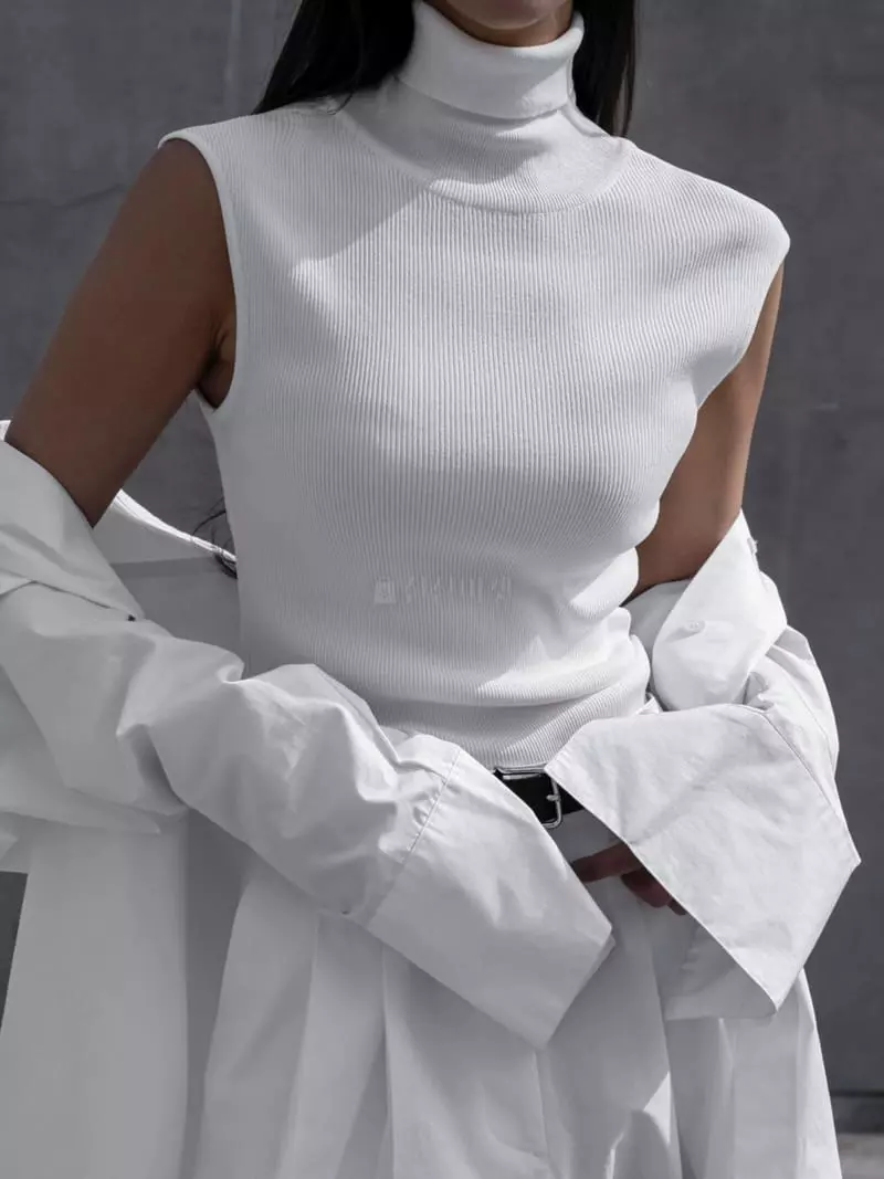 Paper Moon - Korean Women Fashion - #womensfashion - Turtleneck Knit Tee - 5