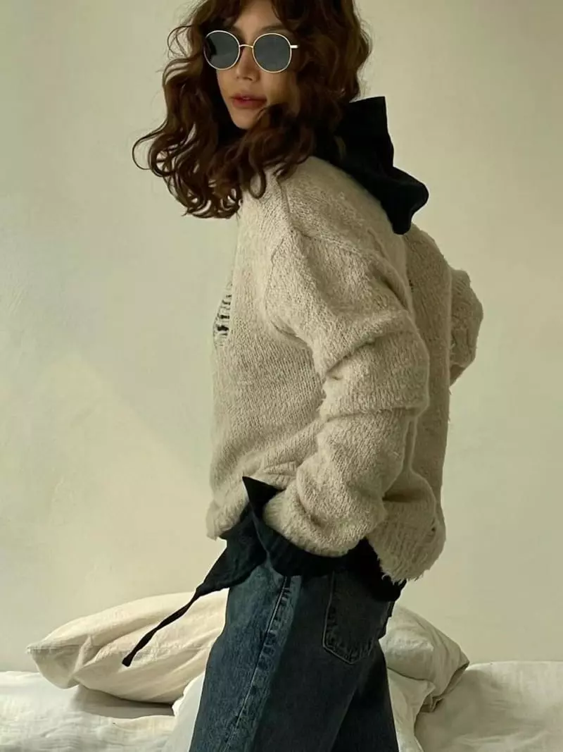 Paris Match - Korean Women Fashion - #momslook - Scal Knit Tee - 10