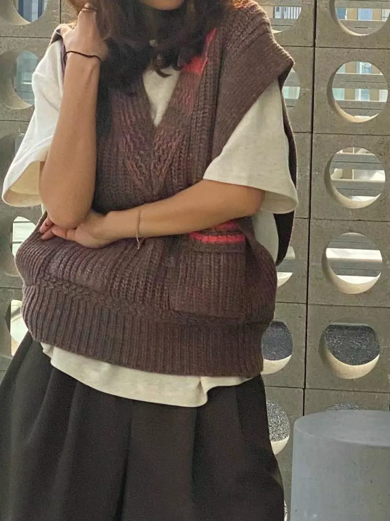 Paris Match - Korean Women Fashion - #momslook - Marca Knit Vest - 6