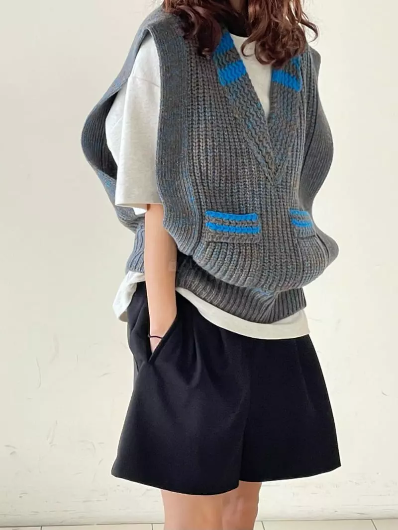 Paris Match - Korean Women Fashion - #momslook - Marca Knit Vest - 8