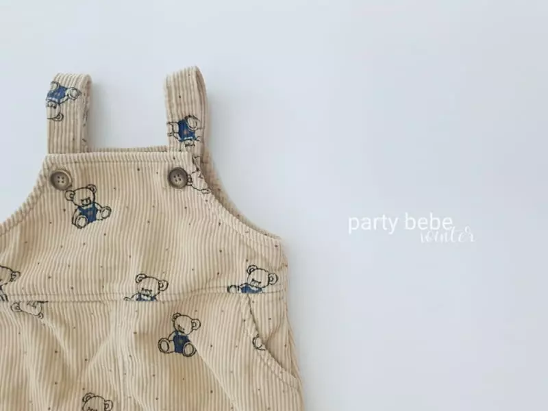 Party Kids - Korean Baby Fashion - #babyboutique - Bear Brick Dungarees Bodysuit