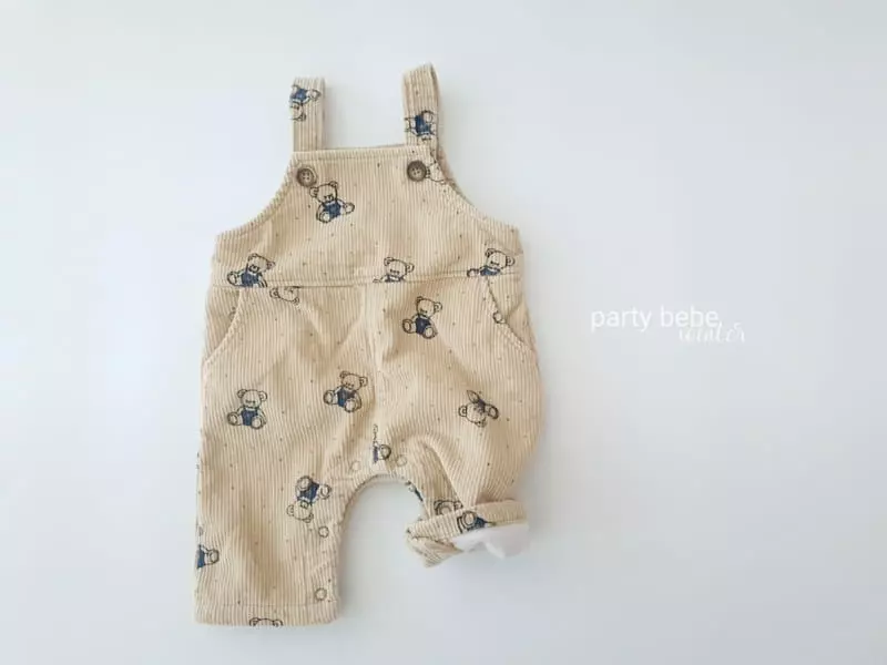 Party Kids - Korean Baby Fashion - #babyclothing - Bear Brick Dungarees Bodysuit - 4