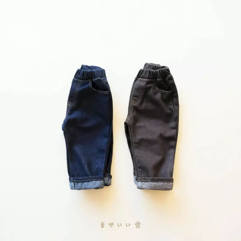 Paul & Nina - Korean Children Fashion - #kidsshorts - Fleece Non Fade Jeans - 2
