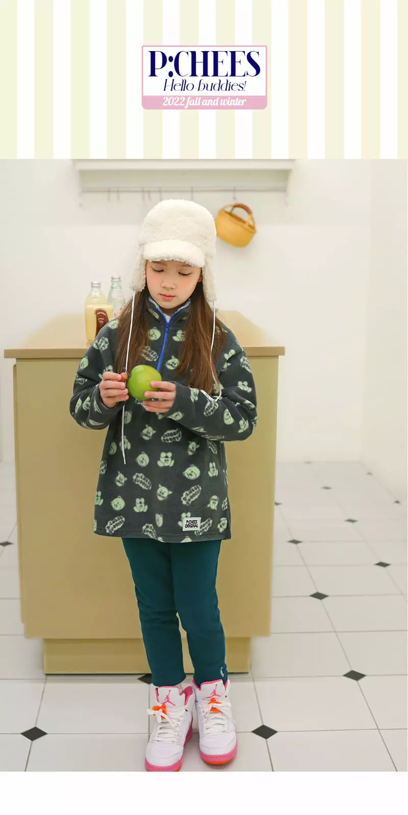 Peach-Cream - Korean Junior Fashion - #toddlerclothing - Burdie Half Zip-up