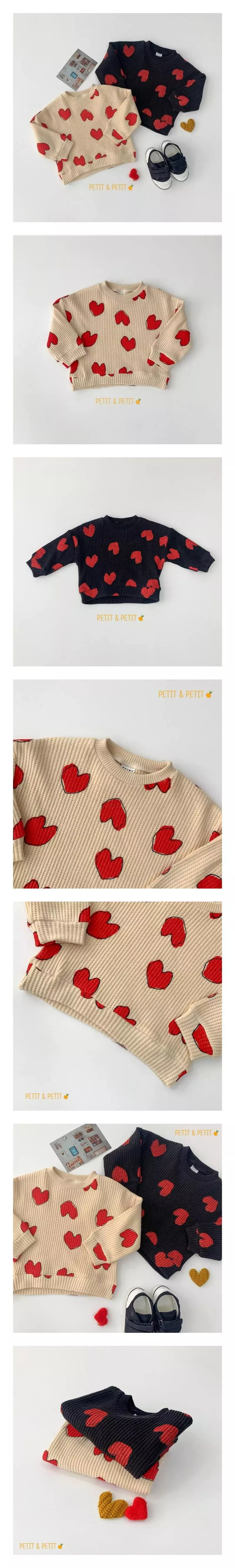 Petit & Petit - Korean Children Fashion - #kidzfashiontrend - Heart Waffle Tee