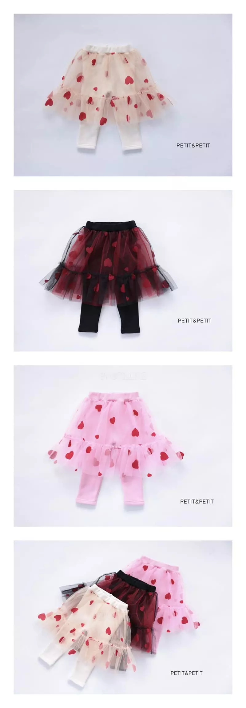Petit & Petit - Korean Children Fashion - #littlefashionista - Heart Sha Skirt Leggings