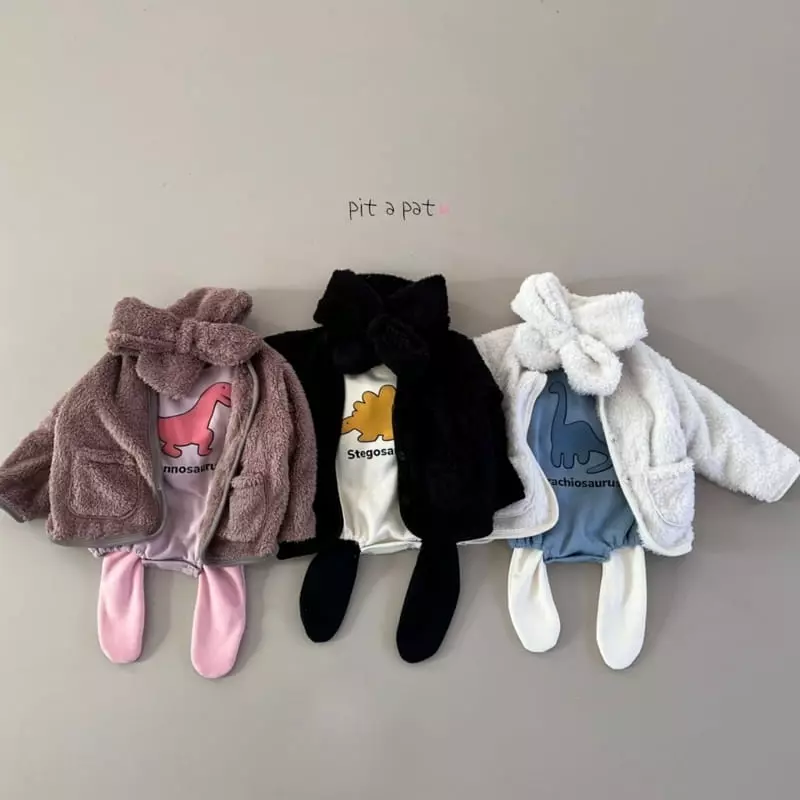 Pitapat - Korean Baby Fashion - #babyclothing - Dino Fleece Bodysuit - 11