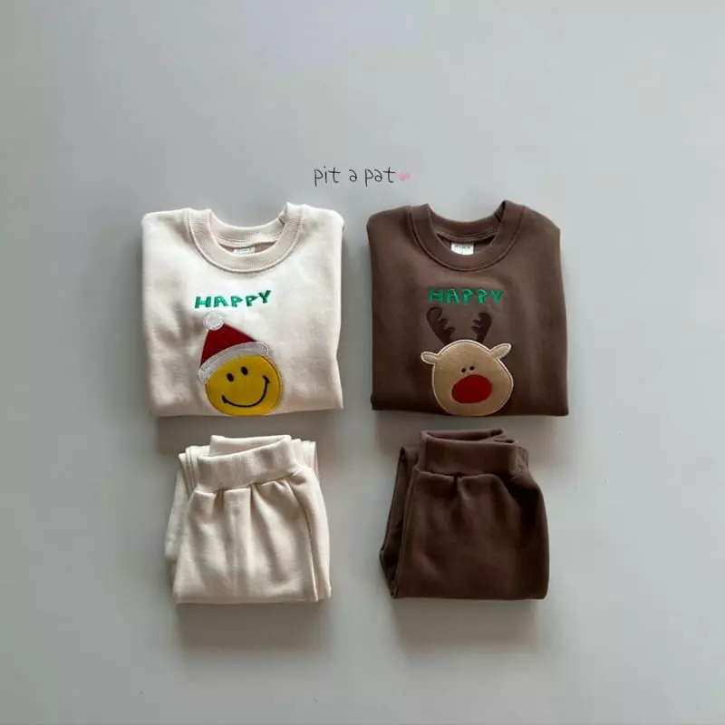 Pitapat - Korean Baby Fashion - #babyfashion - Happy Smile Fleece Top Bottom Set - 2
