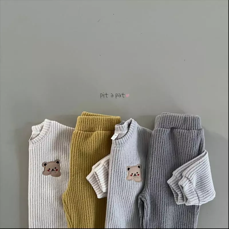 Pitapat - Korean Baby Fashion - #babygirlfashion - What you Bear Knit Top Bottom Set - 3