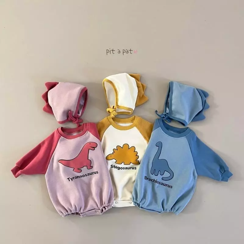 Pitapat - Korean Baby Fashion - #babyootd - Dino Fleece Bodysuit - 2