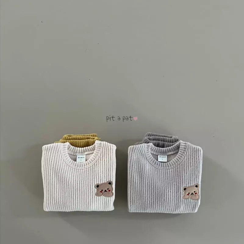Pitapat - Korean Baby Fashion - #babyoutfit - What you Bear Knit Top Bottom Set - 8