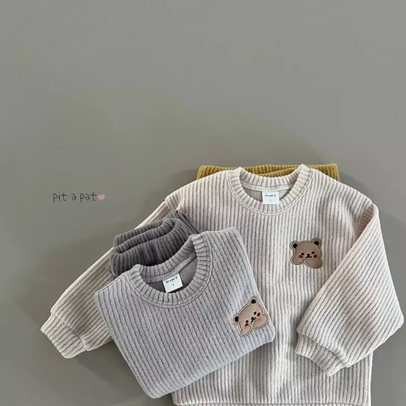Pitapat - Korean Baby Fashion - #babywear - What you Bear Knit Top Bottom Set - 9