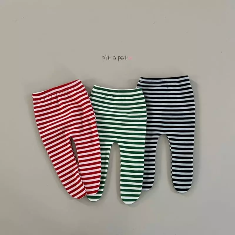 Pitapat - Korean Baby Fashion - #babywear - Bbosong Stripes Foot Leggings - 2