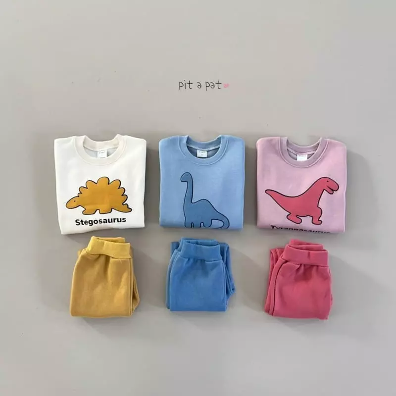 Pitapat - Korean Children Fashion - #designkidswear - Dino Fleece Top Bottom Set - 10
