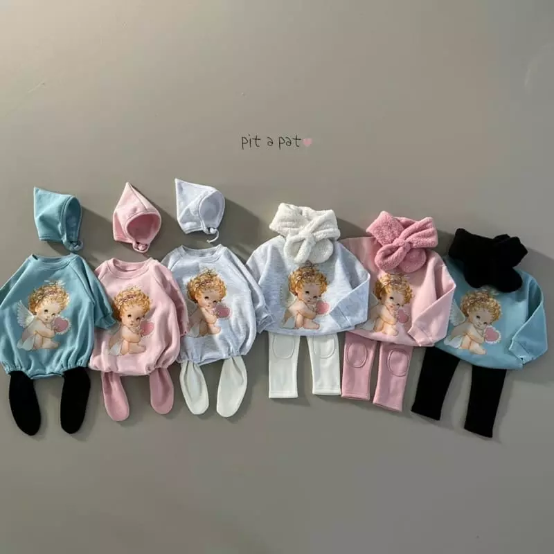 Pitapat - Korean Children Fashion - #kidsshorts - Heart Angel Sweatshirt - 10