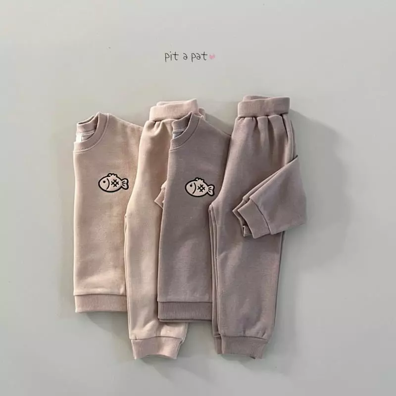 Pitapat - Korean Children Fashion - #magicofchildhood - Bread Fleece Top Bottom Set - 3