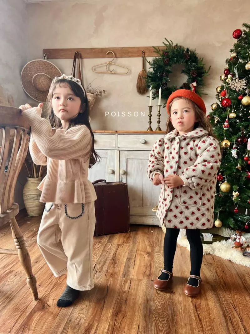 Poisson - Korean Children Fashion - #kidsshorts - Cherry Knit Tee - 7