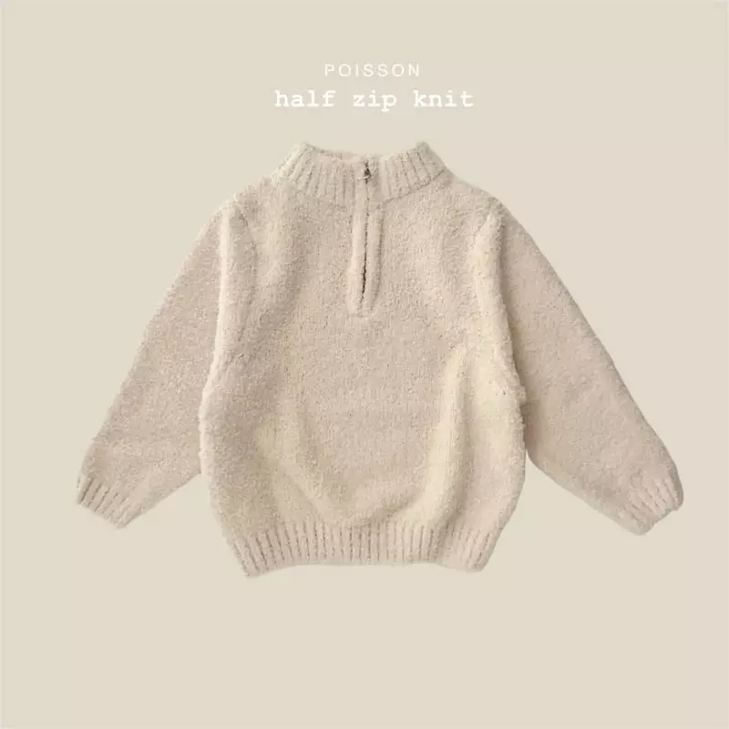 Poisson - Korean Children Fashion - #magicofchildhood - Half Zip-up Knit Tee
