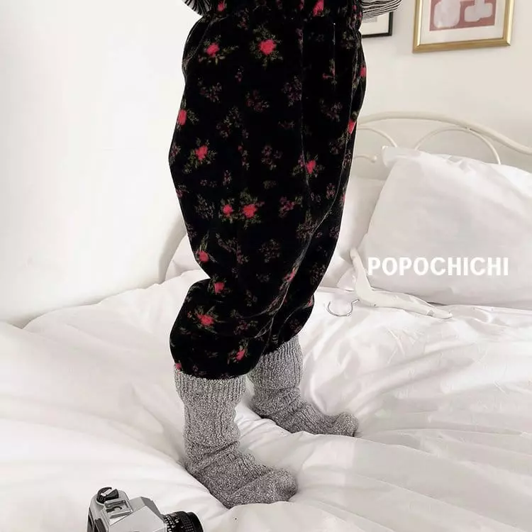 Popochichi - Korean Children Fashion - #childofig - Flower Fleece Pants - 2