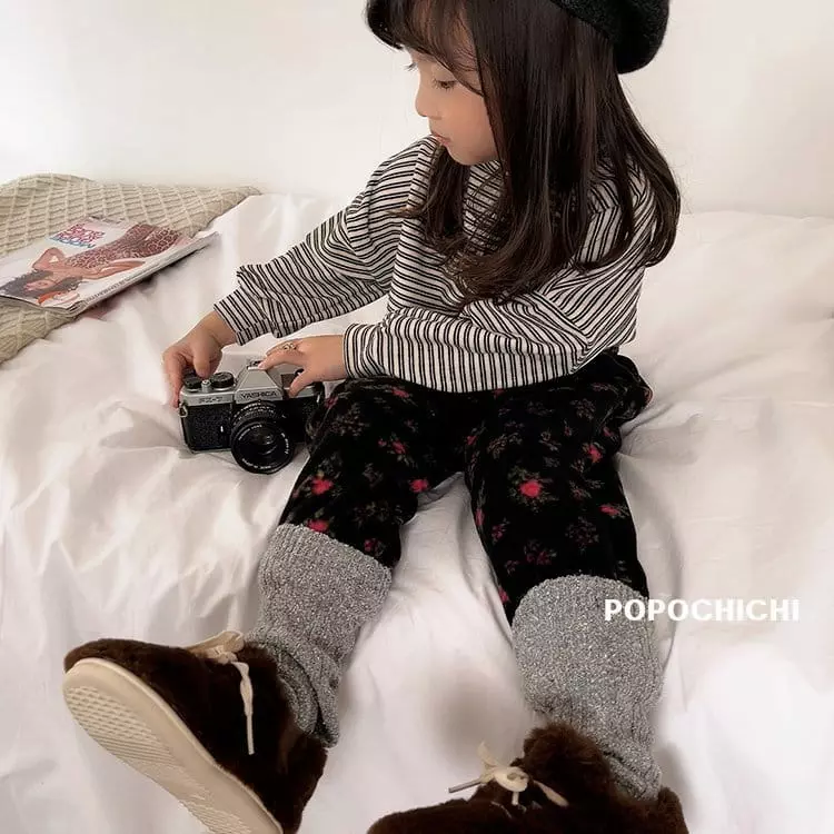 Popochichi - Korean Children Fashion - #childrensboutique - Flower Fleece Pants - 3