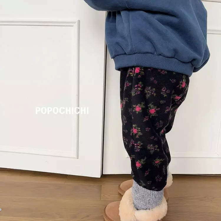 Popochichi - Korean Children Fashion - #childrensboutique - Flower Fleece Pants - 4