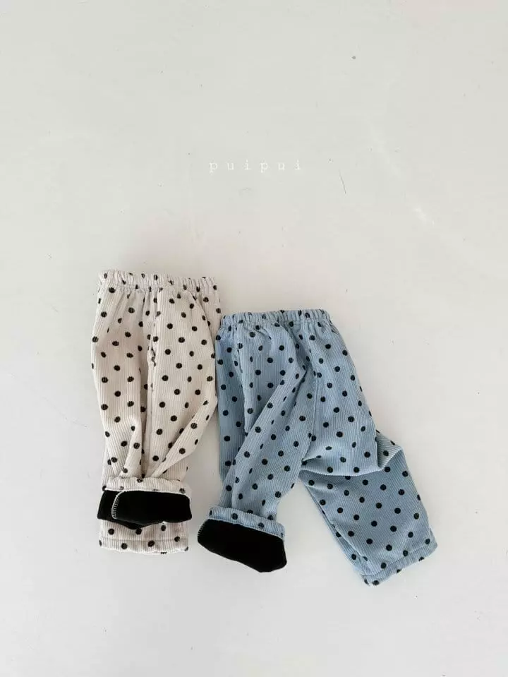 Puipui - Korean Children Fashion - #kidsshorts - Dot Fleece Pants - 6